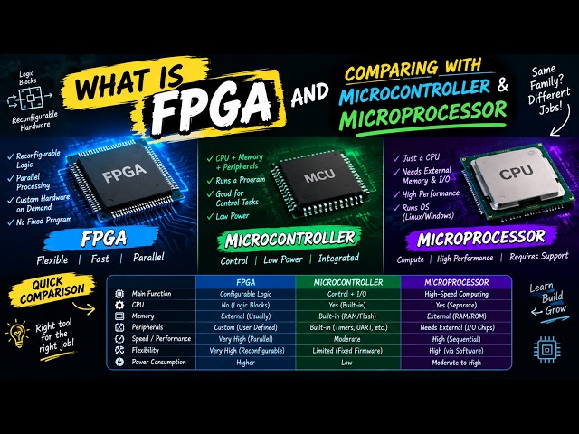 What is FPGA? FPGA vs Microcontroller vs Microprocessor | Complete Comparison