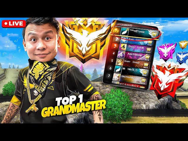 Top 1 Grandmaster Live Rank Push with V Badge Youtubers 😵 Tonde Gamer  #freefire #live