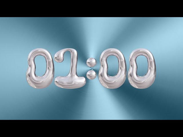 ⏱️ 1-Minute Timer | Futuristic Chrome Numbers & Metallic Blue Backdrop | Clicks & Race Beeps | 4K✨