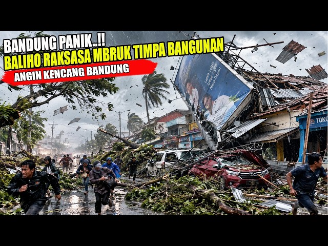 BANDUNG IN A PANIC..!! GIANT BILLBOARD COLLAPSES ONTO BUILDINGS AND CARS | EXTREME WEATHER IN WES...