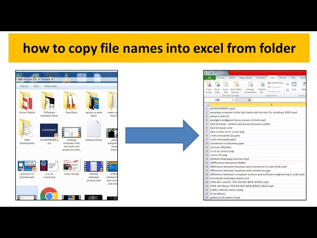 how to copy file names into excel | Export list of file names from Windows Explorer folder to Excel