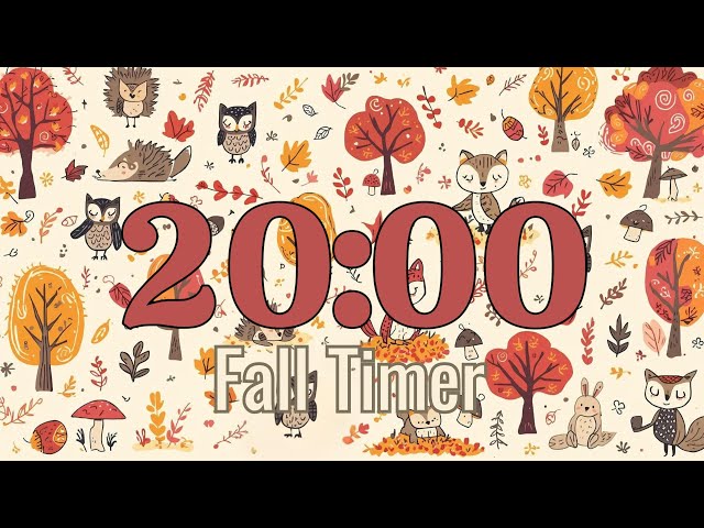 🍂 20 Minute Fall Timer | Relaxing Guitar Music with Foxes & Hedgehogs 🦊🦔