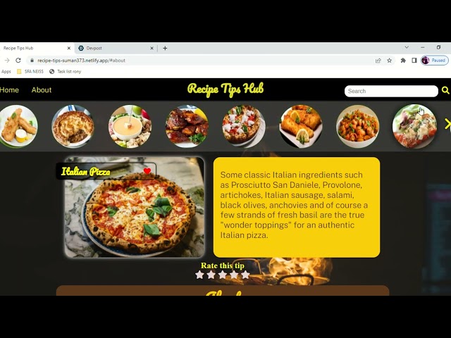Recipe Tips Hub | 1day Hackathon Project | HTML CSS JS | SOLO