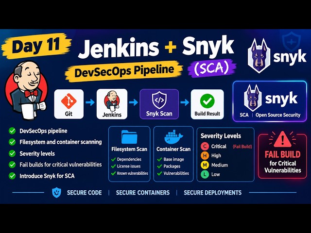Snyk DevSecOps: Hands-on Filesystem & Container Scanning (Day 11) #devops  #jenkinstutorial #cicd