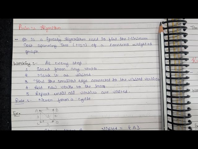 Lec 7 || Prim's Algorithm to find Minimum Cost Spanning Tree (MST) | Analysis & Design of Algorithm