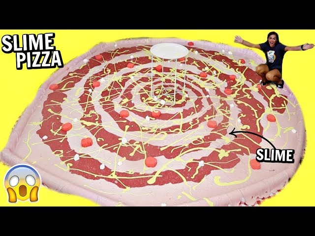 i made a GIANT PIZZA SLIME with 300 gallons of glue!!