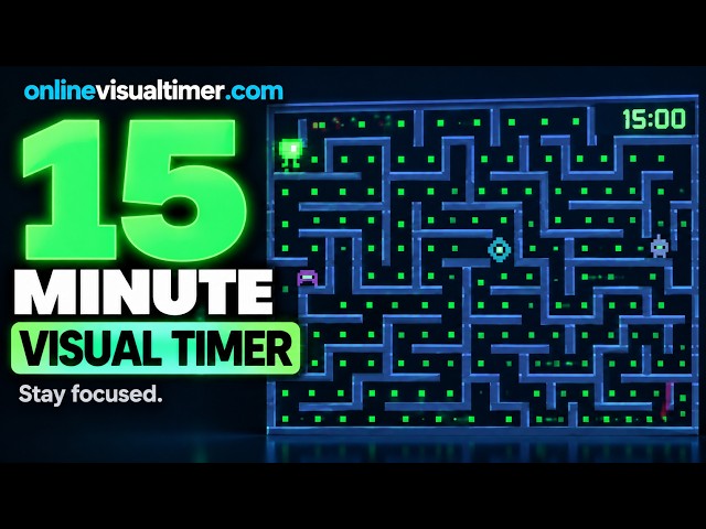 🕹️ 15 Minute Visual Timer ⏱️ | Arcade Maze Muncher Countdown Timer