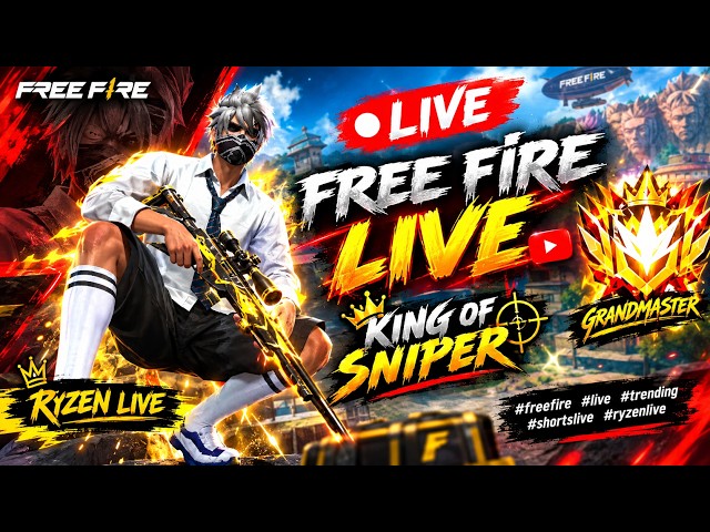 🔴 FREE FIRE LIVE 🔥 KING OF SNIPER 👑 GRANDMASTER #freefire #live #trending #shortslive #ryzenlive