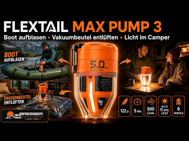 FLEXTAIL MAX PUMP 3 Camper Review 🚐 Inflating boat, compressing mattress topper, light