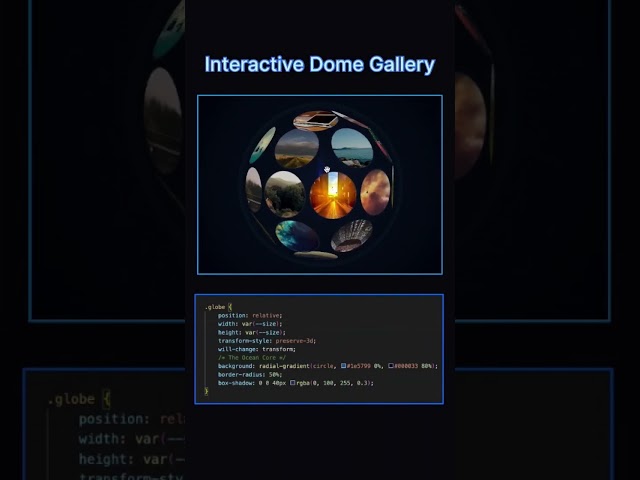 Interactive Dome Gallery Animation using HTML, CSS and JavaScript