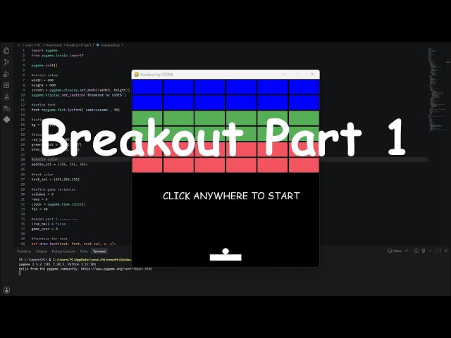 Programming a Game of Breakout in Python Part 1