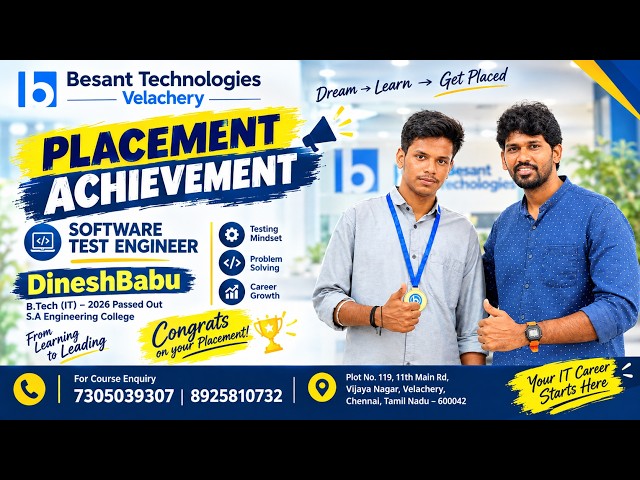 Software Testing Training in Chennai | From Fresher to Software Tester | Dinesh Babu Journey