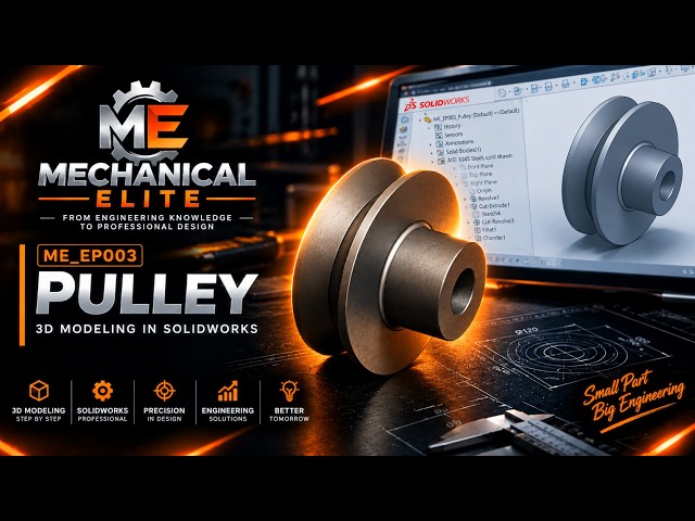 EP003 | Pulley 3D Modeling in SOLIDWORKS | Step-by-Step Mechanical Design
