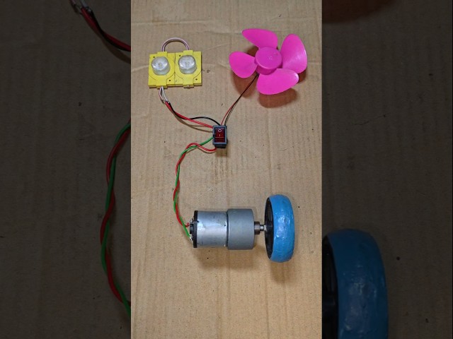 Powering Two LED Light and A DC Motor Fan With New 12 Volt Gear Motor _ DC Motor #dcmotor #shorts