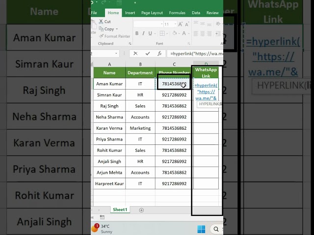 How to Create WhatsApp Link in MS Excel | Excel WhatsApp Hyperlink Trick | Excel Tips & Tricks