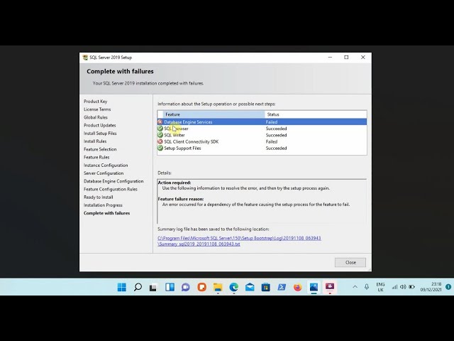 MS SQL server installation on windows 11 problem (solved)