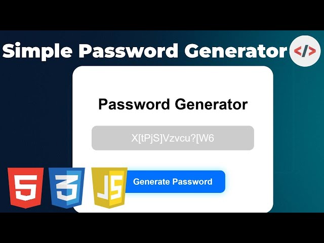 ⚡ Create a Simple Password Generator | Modern UI (HTML CSS JS)