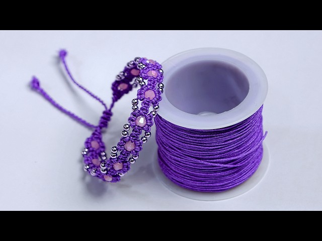 DIY Macrame Bracelet with Bicone Beads | Macrame Bracelet Tutorial