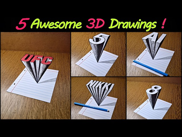 5 Easy 3D Drawing Tutorial! 😱 Real Illusion Drawing Tutorials | Step-by-Step for Beginners