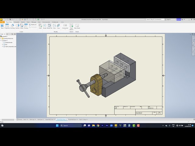 Autodesk Inventor Tutorial - Assembly of Clamp