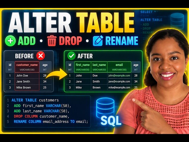 📚 SQL ALTER TABLE Explained | Add, Remove & Rename Columns in SQL | SQL Tutorial for Beginners