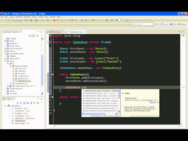 Java swing GUI tutorial #6: JTabbedPane