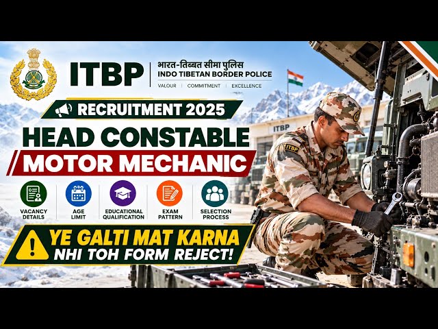 ITBP Head Constable Motor Mechanic Vacancy 2026 🔥 | ITBP New Vacancy 2026 | Apply Online 