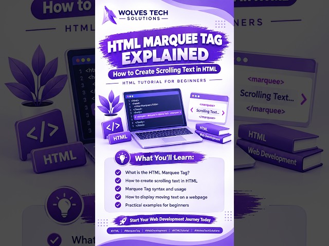 HTML Marquee Tag Explained | How to Create Scrolling Text in HTML | HTML Tutorial for Beginners