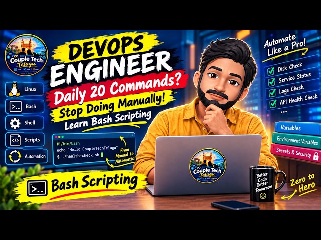 Bash Scripting Tutorial in Telugu 🔥 | Automate Daily DevOps Tasks | Variables & Environment Variable