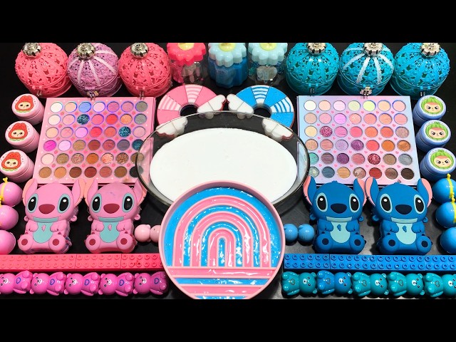 RELAXING WITH PINK VS BLUE SLIME ! Mixing MAKEUP, CLAY & Glitter into GLOSSY Slime !!!