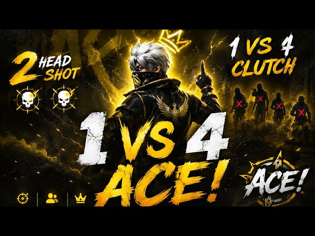 1 vs 4 ACE || 2 headshot directly Aceee in just 30 sec #freefire #freefireindia 