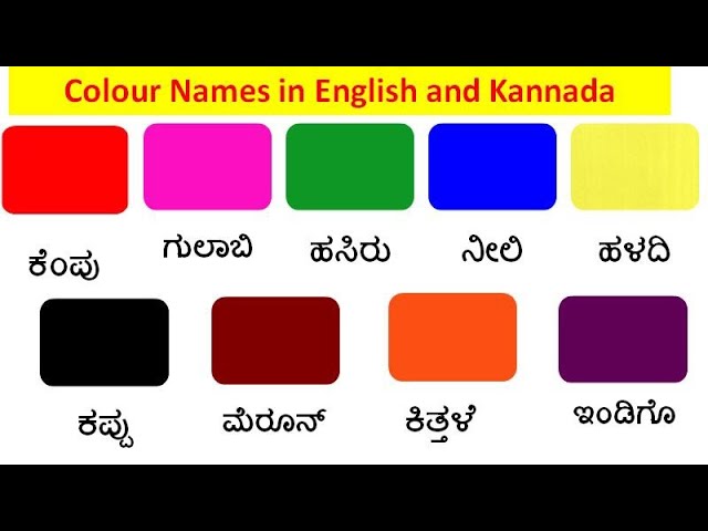 Colours Name in Kannada and English |ಕನ್ನಡ ಮತ್ತು ಇಂಗ್ಲಿಷ್‌ನಲ್ಲಿ ಬಣ್ಣಗಳ ಹೆಸರು |Colour name
