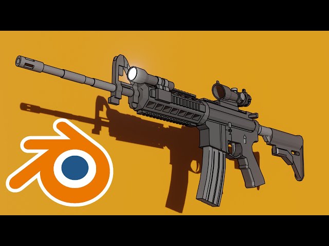 Modeling a Low-Poly M4 Carbine in Blender - Timelapse