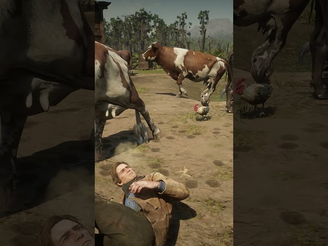 Cow Attack Red Dead Redemption 2 4K 60FPS #cow   #cowattack  #4k #rdr2