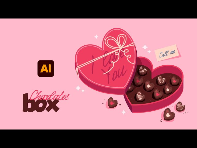 DRAWING A HEART CHOCOLATE BOX. Adobe Illustrator tutorial 2026.