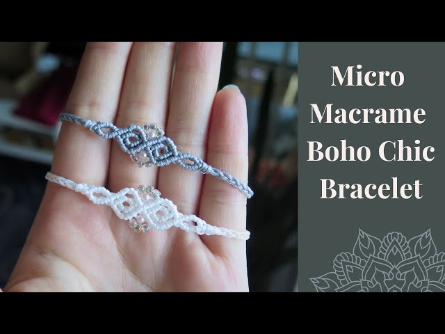 Boho Chic Micro Macrame Bracelet with Beads - Easy Macrame Tutorial