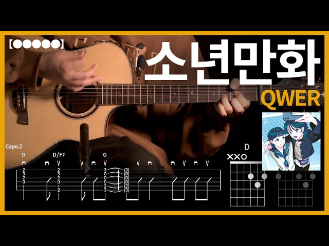 1367. QWER - Shonen Manga Guitar Cover【●●●●●】 | Guitar tutorial 【Tabs】