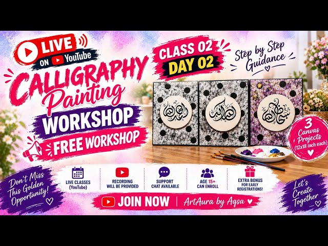 Day 02 Calligraphy Class | Learn Beautiful Islamic Calligraphy Step by Step | ArtAura by Aqsa