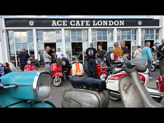 Scooters at the Ace cafe ..