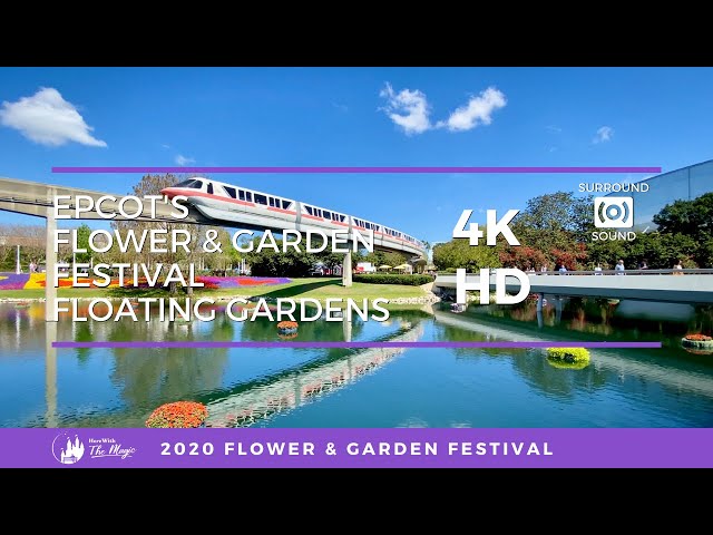 Epcot Flower and Garden Festival Floating Gardens and Monorail (4K HD) One Hour Loop
