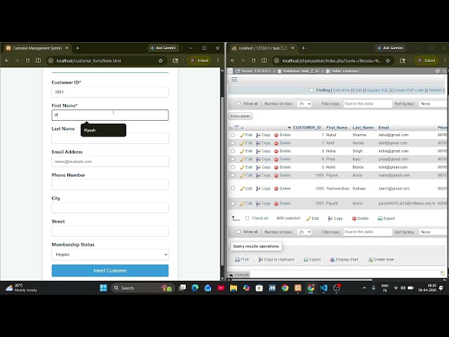 User Interface and Embedded SQL Implementation using PHP & MySQL