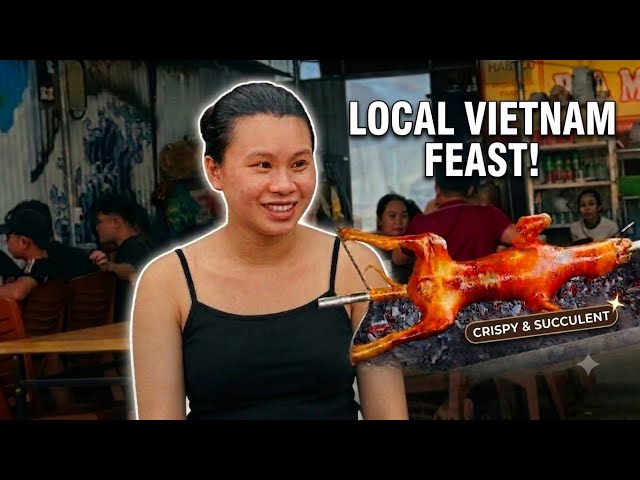 Eating Whole Roasted Dog in Vietnam! Local Street Food Feast