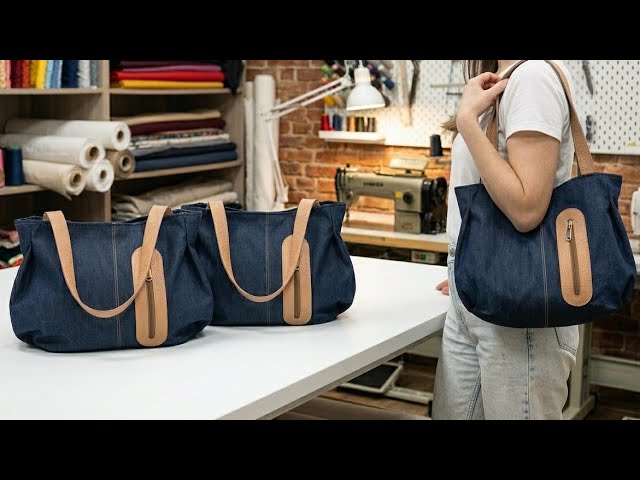  DIY Luxury Denim Bag Tutorial :Easy Sewing Projects for beginners 