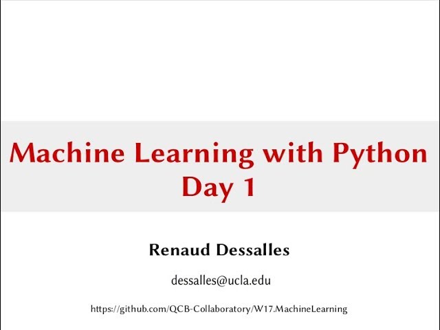 QCB Collaboratory | Machine Learning with Python | Day 1