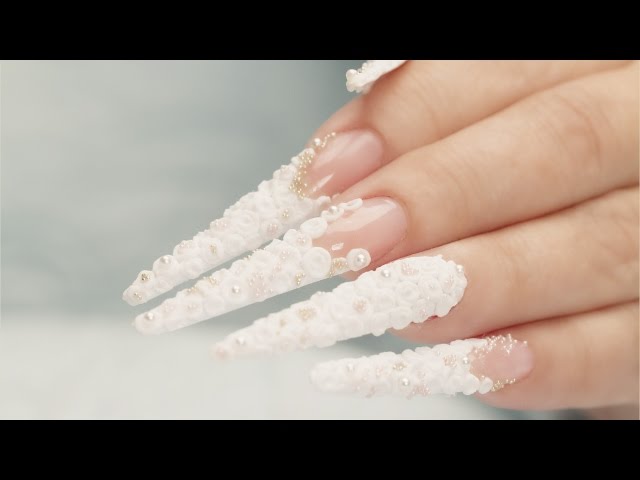 3D Nail Art Acrylic Roses on Stiletto