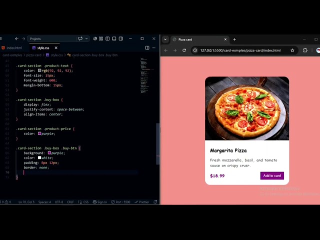 Product card with HTML CSS 🍕