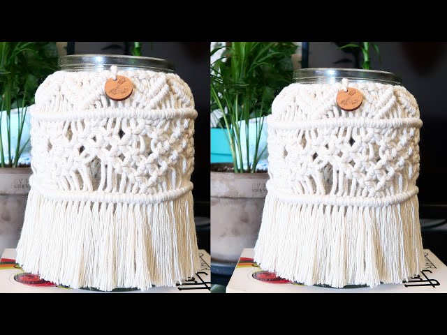 DIY Macrame Jar Cover Tutorial | Macrame Candle Holder