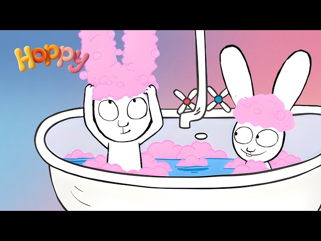 Bath Time at the Hotel with Simon and Gaspard 🛁🌈 Hoppy Friends Family