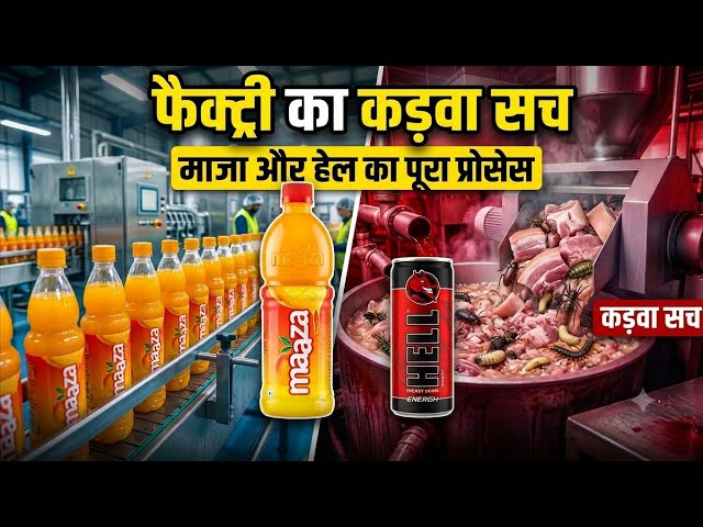 Maaza vs Hell Energy Drink का कड़वा सच 😱 | Factory Process, Chemical Secrets & Hidden Reality