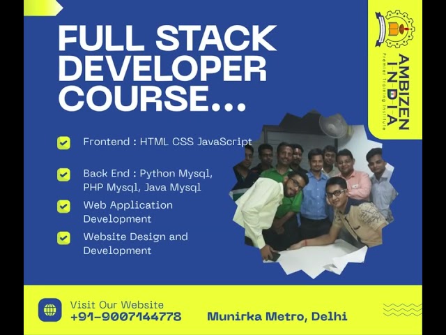 Full Stack Web Development Training  Internship  Placement Munirka Delhi India | Call 9007144778